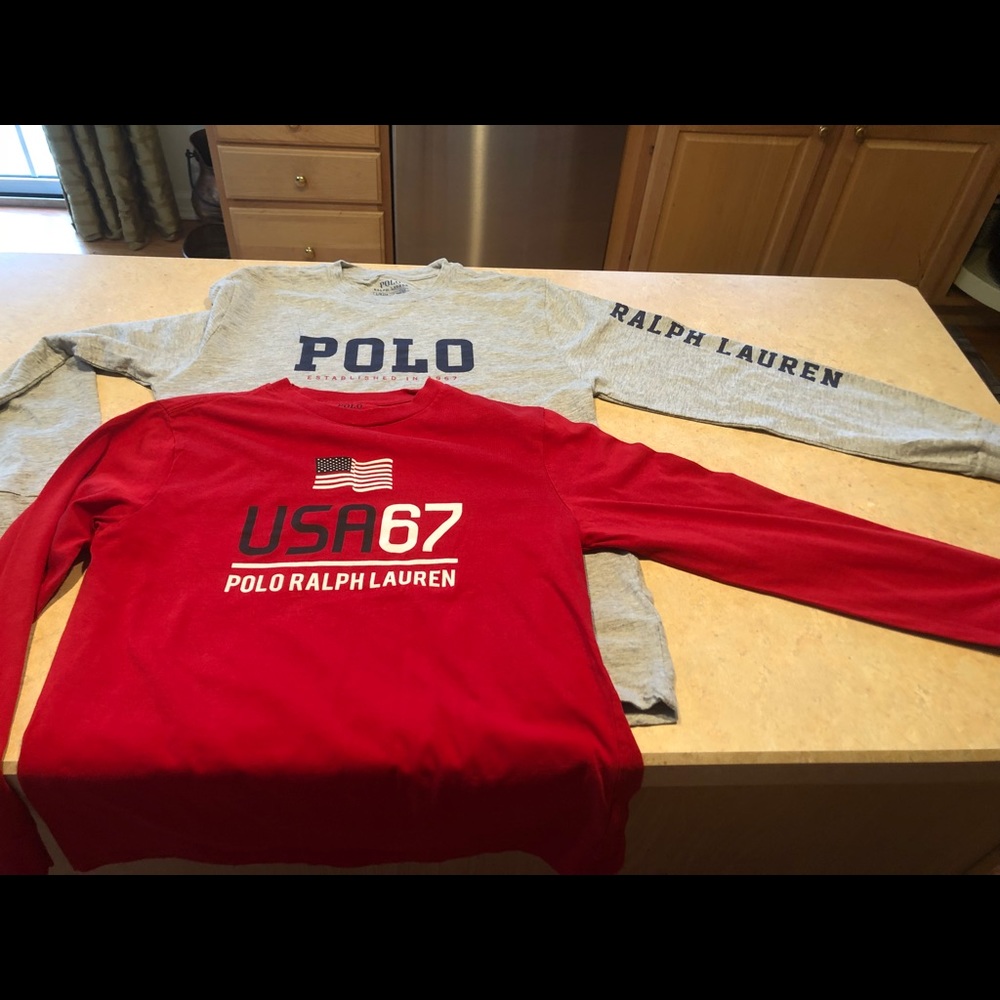 Two polo shirts long sleeves sold together